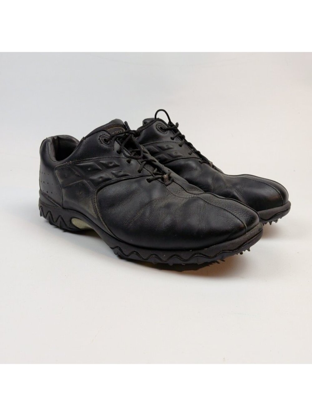 FootJoy 54142 Mens 11 W Contour Series Leather Spiked Cleats Black Golf Shoes